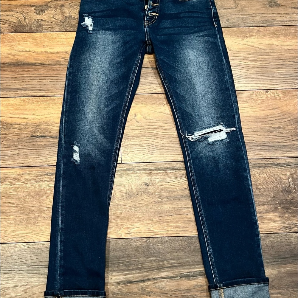 KanCan Dark Blue Distressed Skinny Jeans